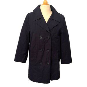 Vintage Sears Pea Coat Womens 16 Navy Blue Double Breasted Fleece Lined 70s